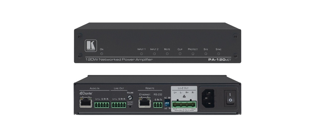 [KRAMER] PA-120Z 1x120W @ 70V/100V And  2x60W @ 8Ω Controllable Power Amplifi