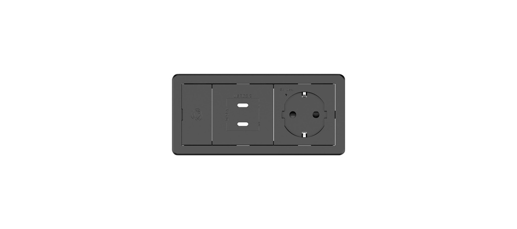 [KRAMER] T-IN2-REC1(B) Baseline, Black In-Table elegant tabletop connectivity for 2 modules