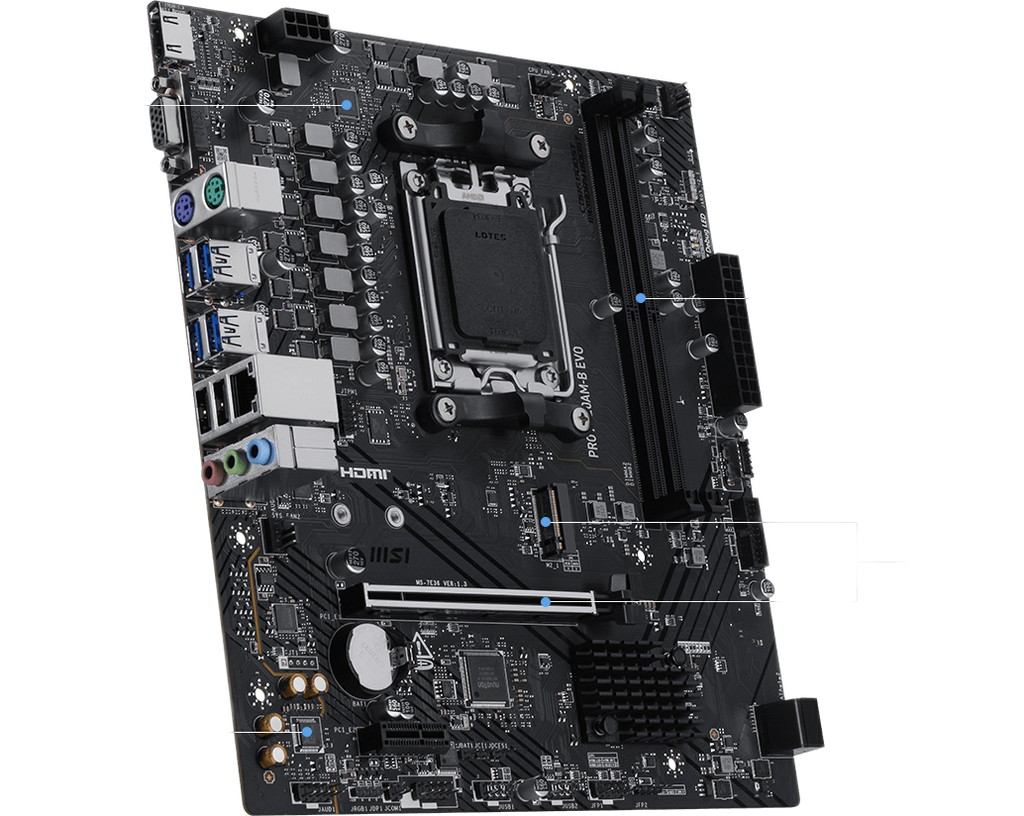 MSI Motherboard PRO A620AM-B EVO 2 DIMM DDR5 AM5 MATX