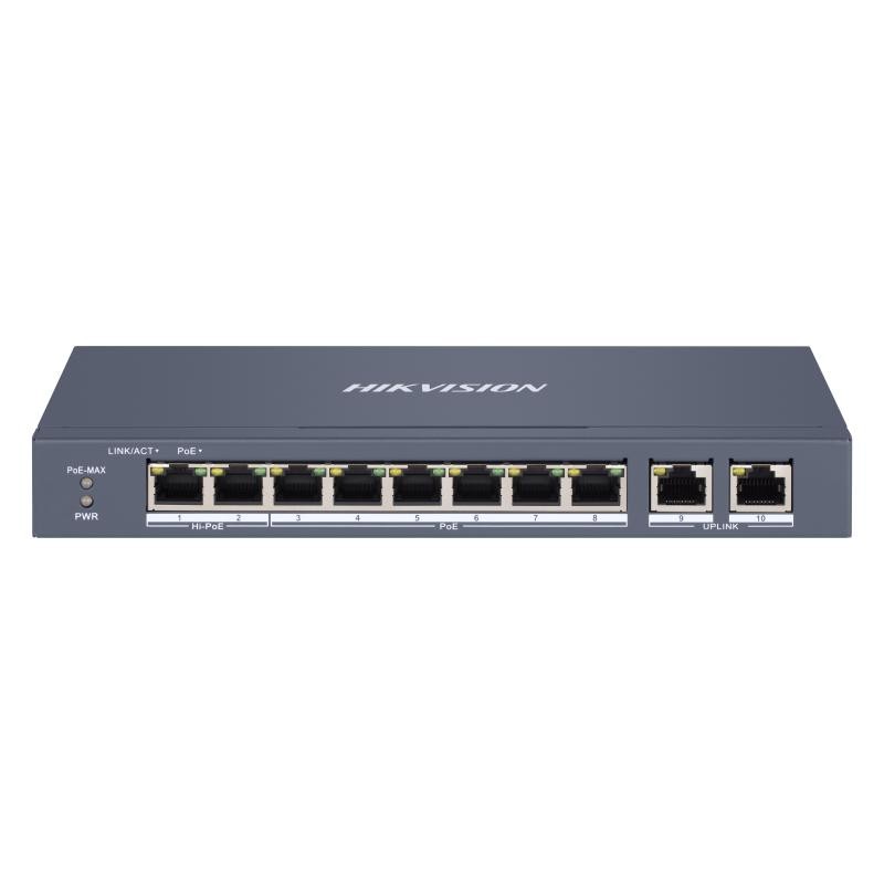 Hikvision Switch 8 Puertos 2 HiPOE + 2 x 10/100 Mbps 45W