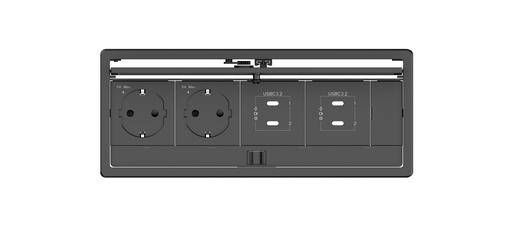 [80-000323] [KRAMER] T-IN4-REC2(B) Plus, Black In-Table elegant tabletop connectivity box with a lid for 4 modules